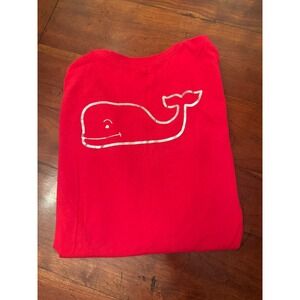 Vineyard Vines Red Long Sleeve Shirt With‎ Silver Holiday Whale Size XL/18